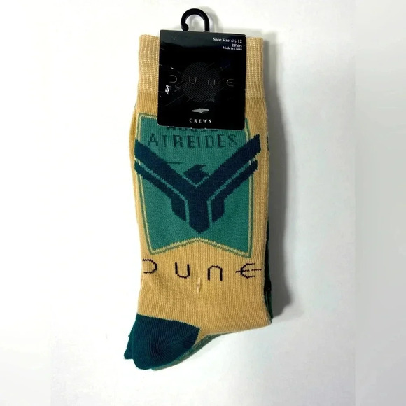 Dune - House Atreides - 2 Pairs of Crew Socks / Size 6 1/2 - 12 - BNWT 🏜️🪱🗡️ - Picture 1 of 5